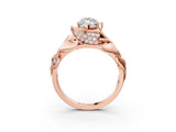 Rose gold Marquise Cut Solitaire Leaf-Inspired Engagement Ring with Prong Setting_22