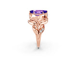 Rose gold Marquise Cut Solitaire Leaf-Inspired Engagement Ring with Prong Setting_2