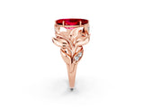 Rose gold Marquise Cut Solitaire Leaf-Inspired Engagement Ring with Prong Setting_2