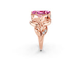 Rose gold Marquise Cut Solitaire Leaf-Inspired Engagement Ring with Prong Setting_2