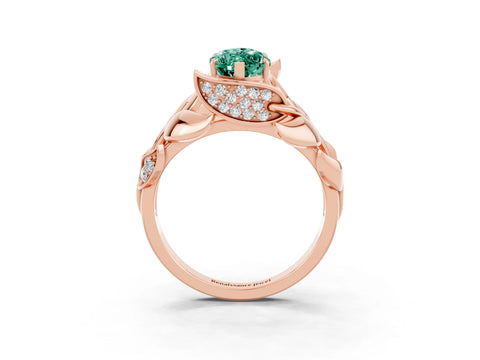 Rose gold Marquise Cut Solitaire Leaf-Inspired Engagement Ring with Prong Setting_3