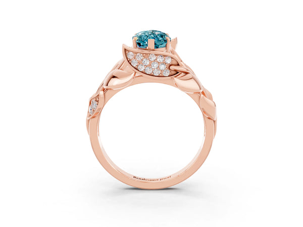Rose gold Marquise Cut Solitaire Leaf-Inspired Engagement Ring with Prong Setting