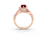 Rose gold Marquise Cut Solitaire Leaf-Inspired Engagement Ring with Prong Setting_3