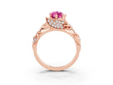 Rose gold Marquise Cut Solitaire Leaf-Inspired Engagement Ring with Prong Setting_3