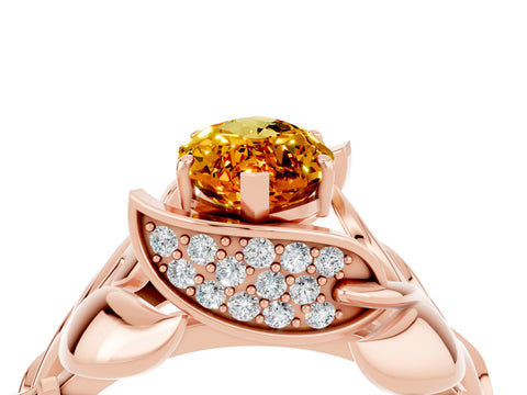 Rose gold Marquise Cut Solitaire Leaf-Inspired Engagement Ring with Prong Setting_4