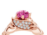Rose gold Marquise Cut Solitaire Leaf-Inspired Engagement Ring with Prong Setting_4