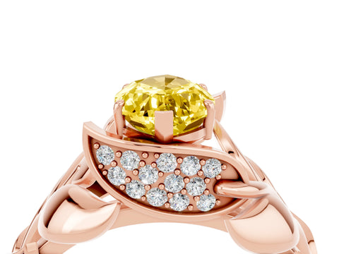 Rose gold Marquise Cut Solitaire Leaf-Inspired Engagement Ring with Prong Setting_4