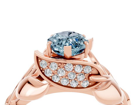 Rose gold Marquise Cut Solitaire Leaf-Inspired Engagement Ring with Prong Setting_4