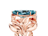 Rose gold Marquise Cut Solitaire Leaf-Inspired Engagement Ring with Prong Setting_5