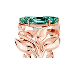 Rose gold Marquise Cut Solitaire Leaf-Inspired Engagement Ring with Prong Setting_5