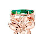 Rose gold Marquise Cut Solitaire Leaf-Inspired Engagement Ring with Prong Setting_5