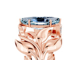 Rose gold Marquise Cut Solitaire Leaf-Inspired Engagement Ring with Prong Setting_5