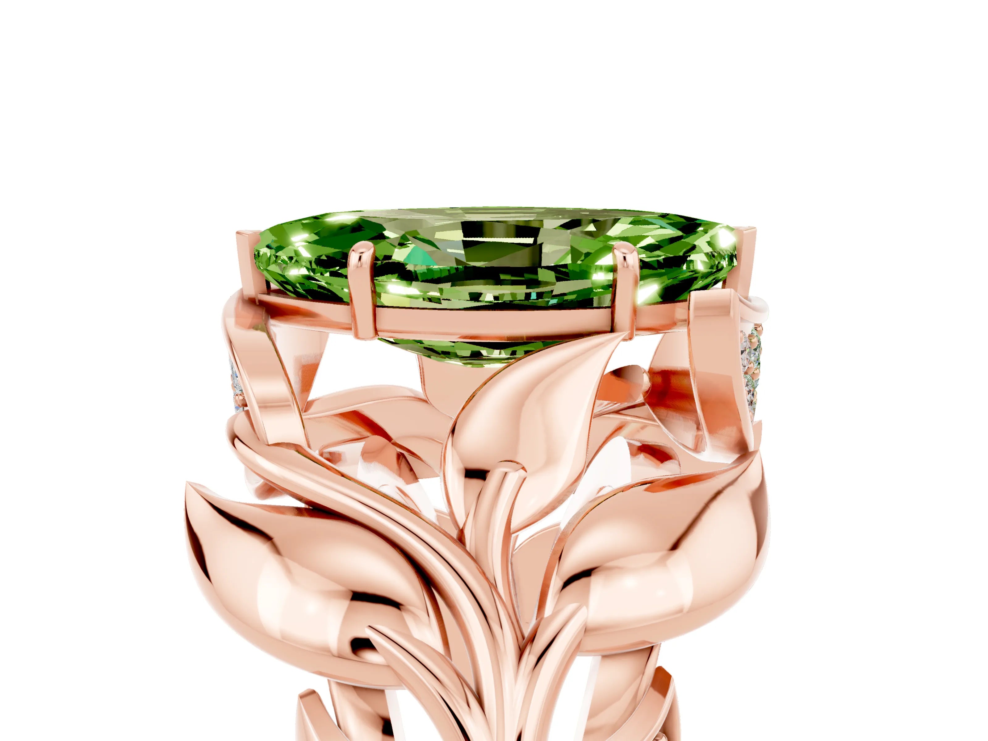 Rose gold Marquise Cut Solitaire Leaf-Inspired Engagement Ring with Prong Setting_5