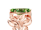 Rose gold Marquise Cut Solitaire Leaf-Inspired Engagement Ring with Prong Setting_5