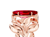 Rose gold Marquise Cut Solitaire Leaf-Inspired Engagement Ring with Prong Setting_5