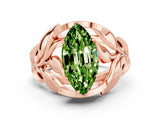 Rose gold Marquise Cut Solitaire Leaf-Inspired Engagement Ring with Prong Setting