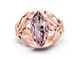 Rose gold Marquise Cut Solitaire Leaf-Inspired Engagement Ring with Prong Setting