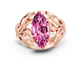 Rose gold Marquise Cut Solitaire Leaf-Inspired Engagement Ring with Prong Setting