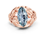 Rose gold Marquise Cut Solitaire Leaf-Inspired Engagement Ring with Prong Setting