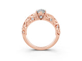 Rose gold Marquise Cut Solitaire Moissanite Leaf-Inspired Vine Band Ring with Prong Setting_3