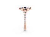 Rose gold Marquise Cut Solitaire Moissanite Ring with Pave Band and Four-Prong Setting_2