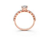 Rose gold Marquise Cut Solitaire Moissanite Ring with Pave Band and Four-Prong Setting_3