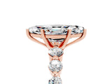 Rose gold Marquise Cut Solitaire Moissanite Ring with Pave Band and Four-Prong Setting_5