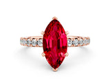 Rose gold Marquise Cut Solitaire Pave Diamond Engagement Ring with Four-Prong Setting