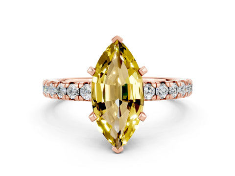 Rose gold Marquise Cut Solitaire Pave Diamond Engagement Ring with Four-Prong Setting