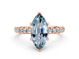 Rose gold Marquise Cut Solitaire Pave Diamond Engagement Ring with Four-Prong Setting