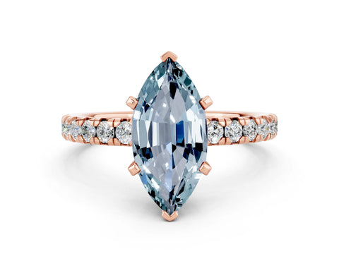 Rose gold Marquise Cut Solitaire Pave Diamond Engagement Ring with Four-Prong Setting