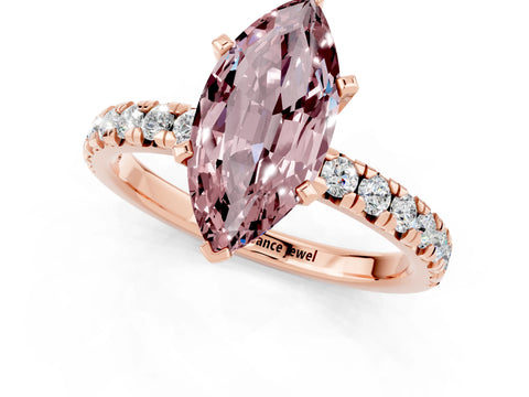 Rose gold Marquise Cut Solitaire Pave Diamond Engagement Ring with Four-Prong Setting_1