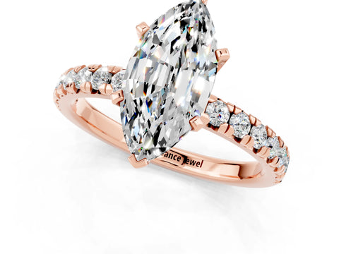 Rose gold Marquise Cut Solitaire Pave Diamond Engagement Ring with Four-Prong Setting_1