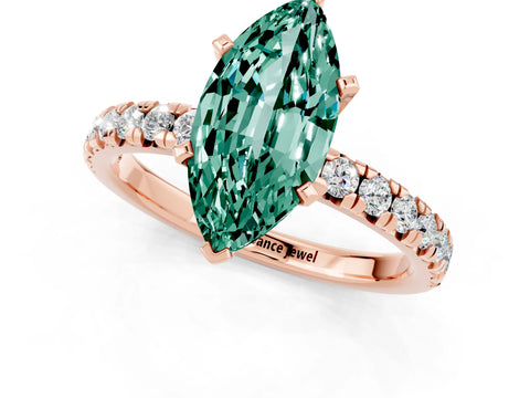 Rose gold Marquise Cut Solitaire Pave Diamond Engagement Ring with Four-Prong Setting_1