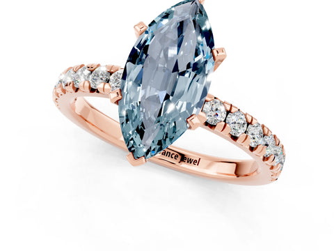 Rose gold Marquise Cut Solitaire Pave Diamond Engagement Ring with Four-Prong Setting_1