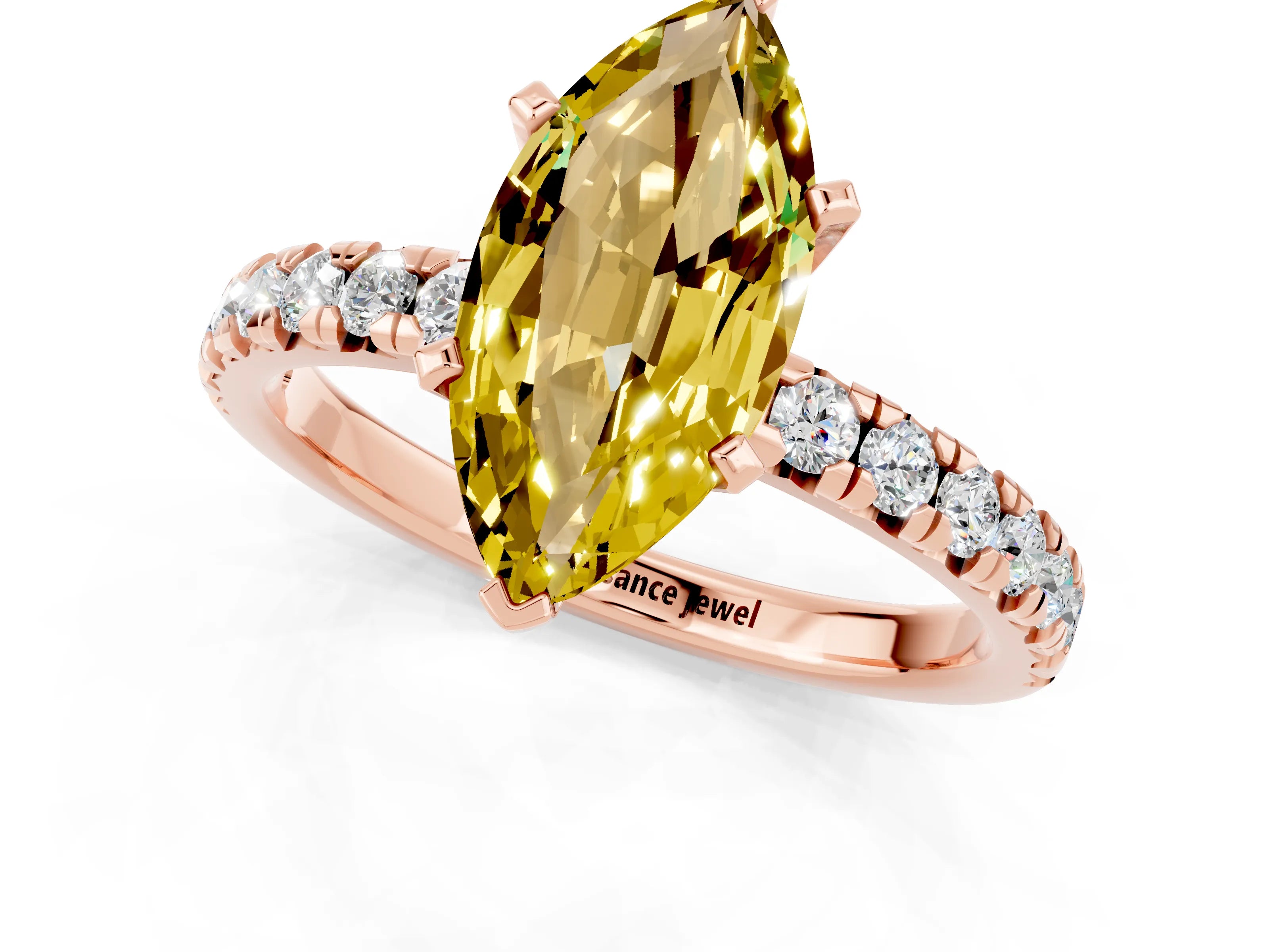 Rose gold Marquise Cut Solitaire Pave Diamond Engagement Ring with Four-Prong Setting_1