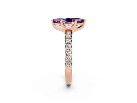 Rose gold Marquise Cut Solitaire Pave Diamond Engagement Ring with Four-Prong Setting_2