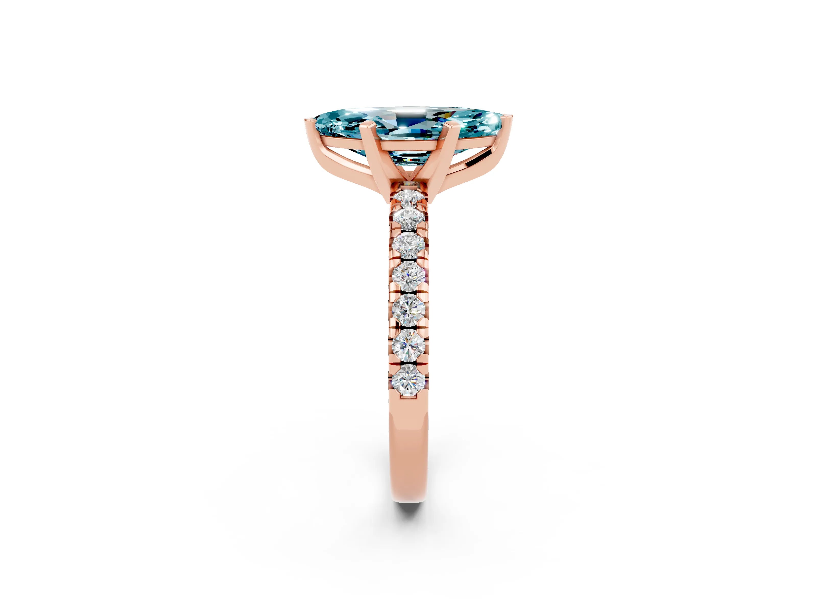 Rose gold Marquise Cut Solitaire Pave Diamond Engagement Ring with Four-Prong Setting_2
