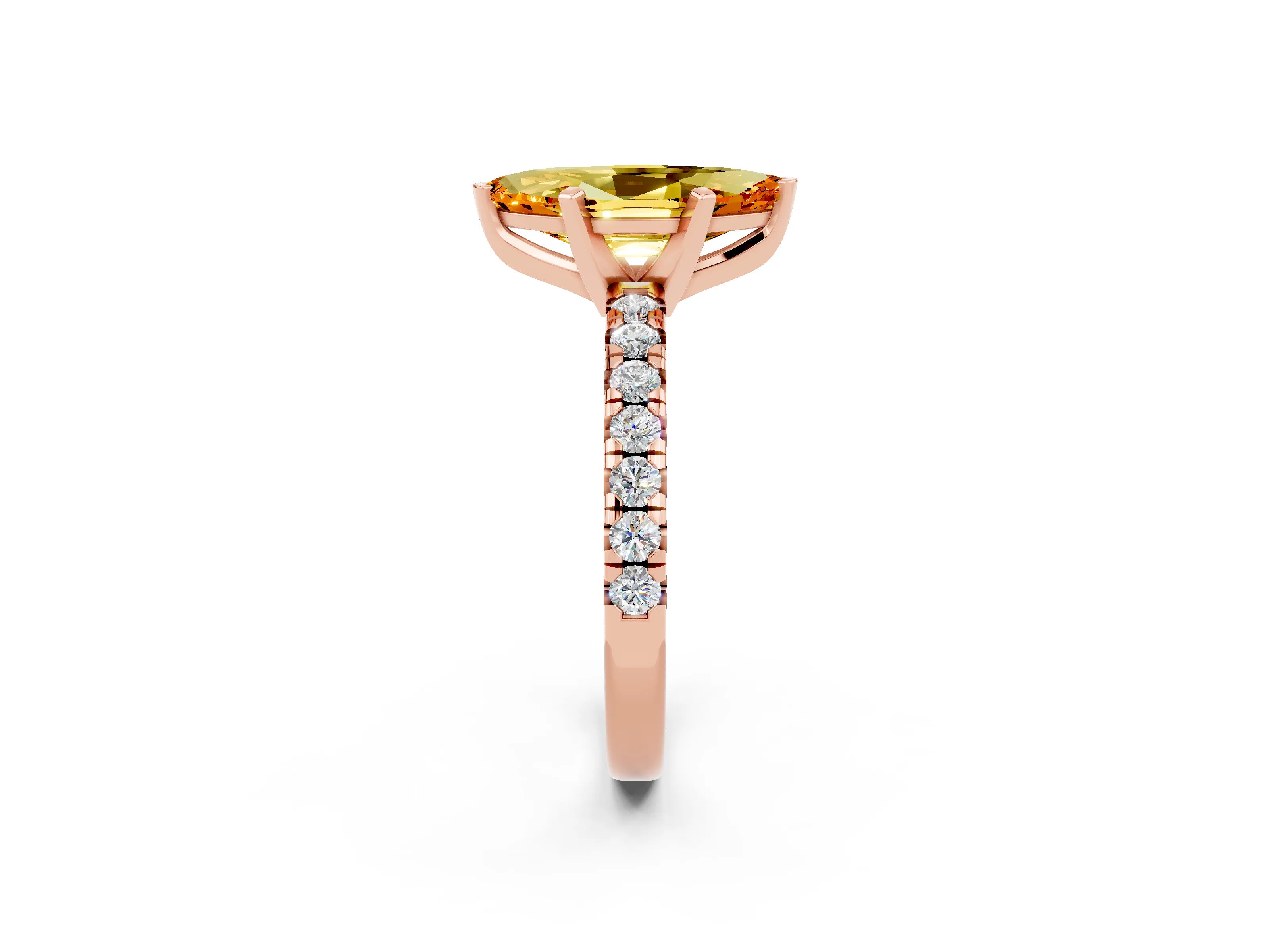 Rose gold Marquise Cut Solitaire Pave Diamond Engagement Ring with Four-Prong Setting_2