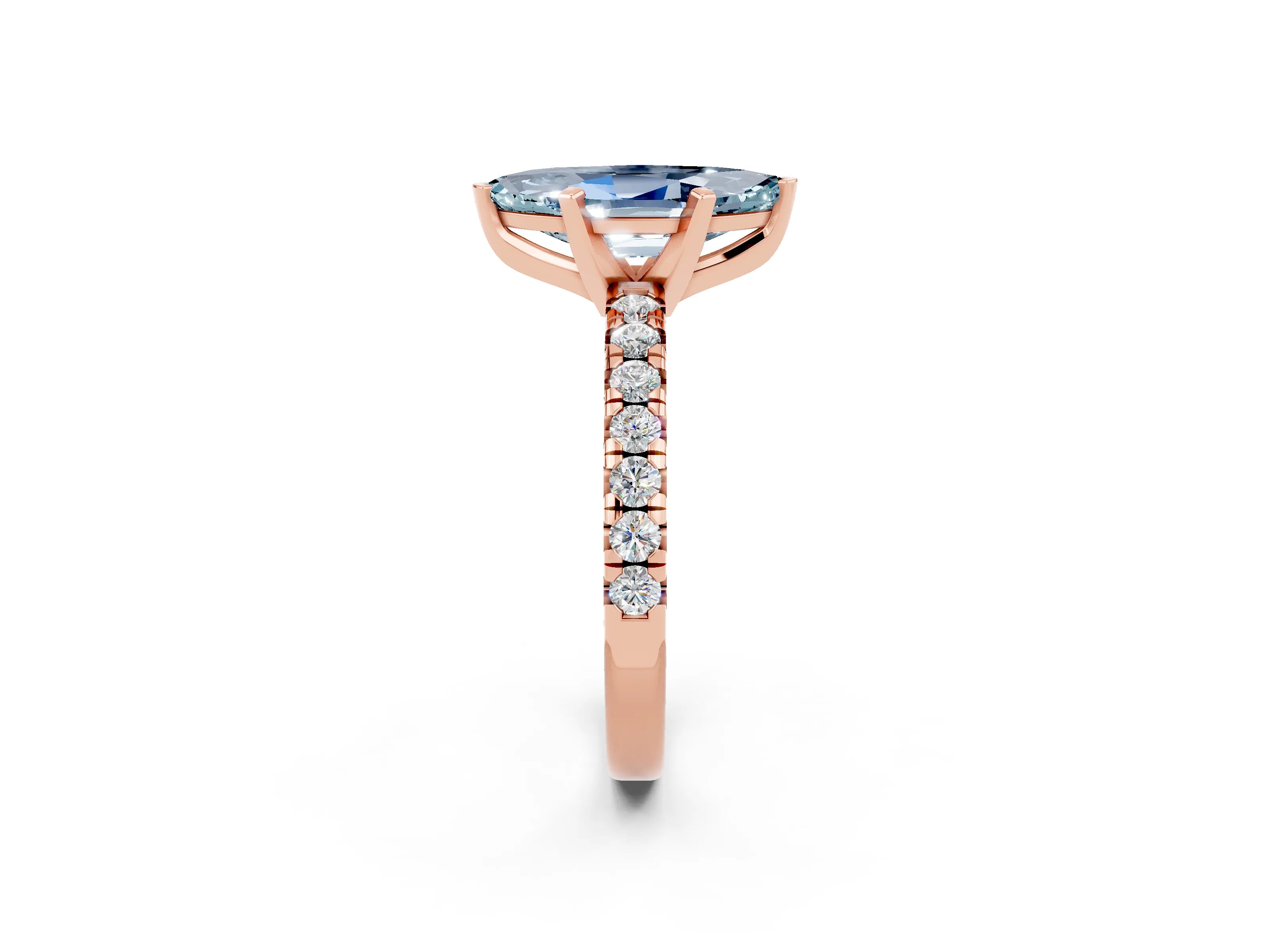 Rose gold Marquise Cut Solitaire Pave Diamond Engagement Ring with Four-Prong Setting_2