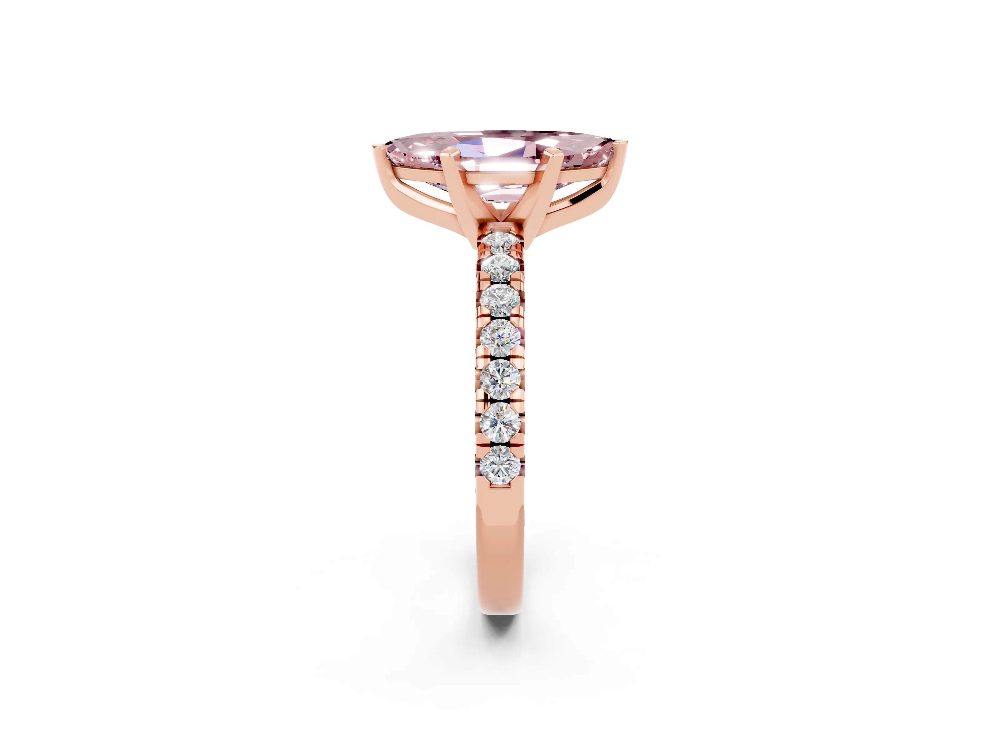 Rose gold Marquise Cut Solitaire Pave Diamond Engagement Ring with Four-Prong Setting_2