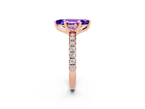 Rose gold Marquise Cut Solitaire Pave Diamond Engagement Ring with Four-Prong Setting_2