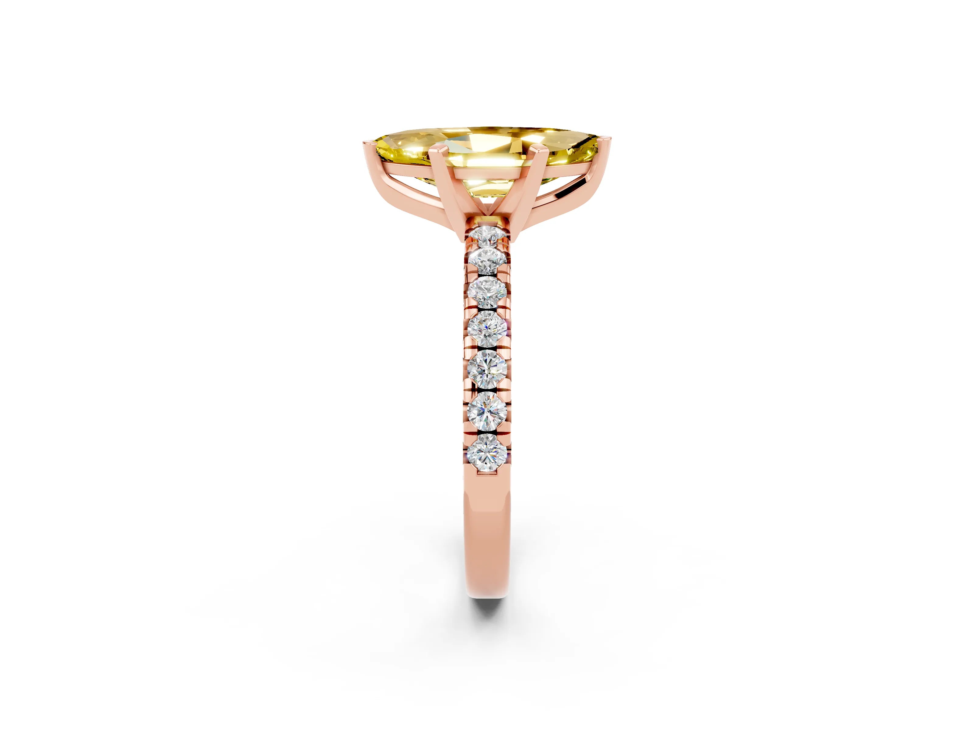 Rose gold Marquise Cut Solitaire Pave Diamond Engagement Ring with Four-Prong Setting_2