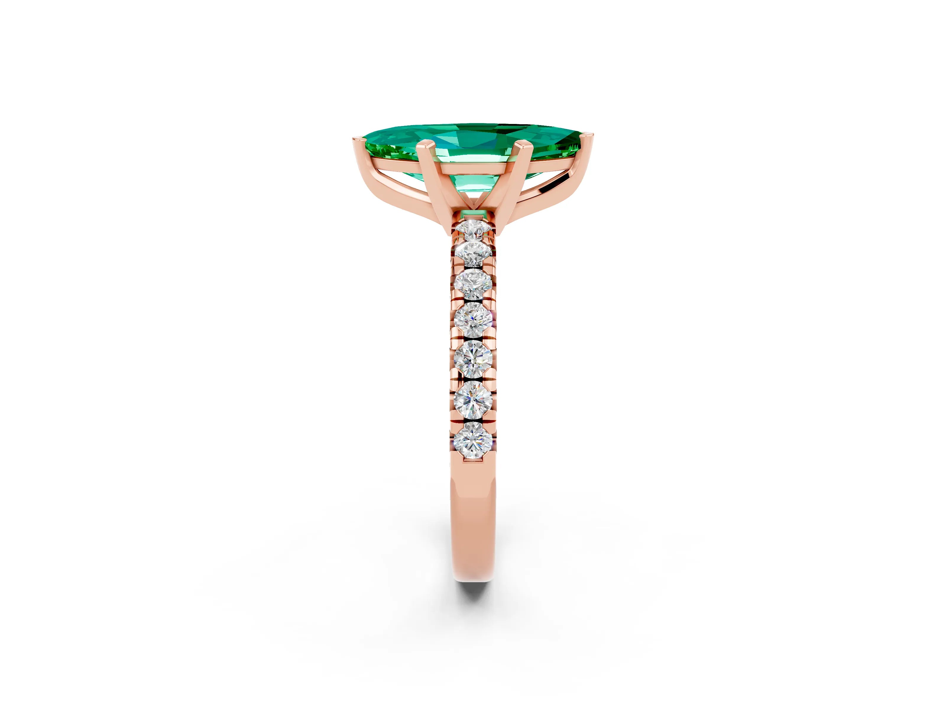 Rose gold Marquise Cut Solitaire Pave Diamond Engagement Ring with Four-Prong Setting_2