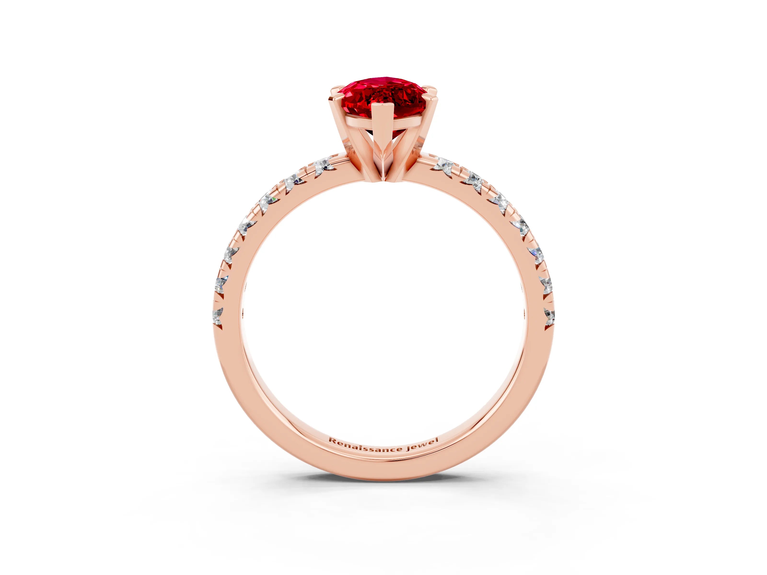 Rose gold Marquise Cut Solitaire Pave Diamond Engagement Ring with Four-Prong Setting_3