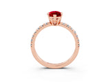 Rose gold Marquise Cut Solitaire Pave Diamond Engagement Ring with Four-Prong Setting_3