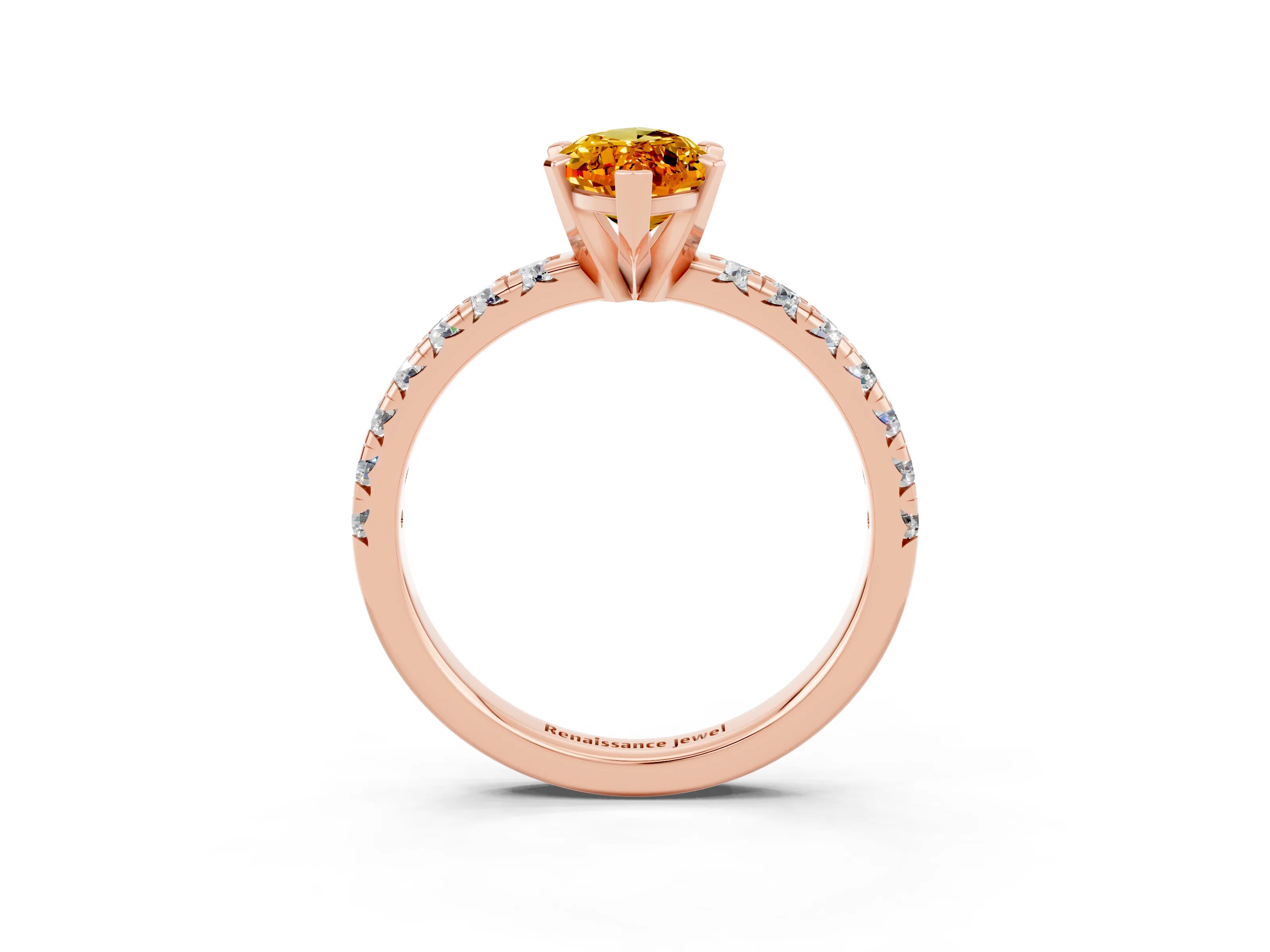 Rose gold Marquise Cut Solitaire Pave Diamond Engagement Ring with Four-Prong Setting_3
