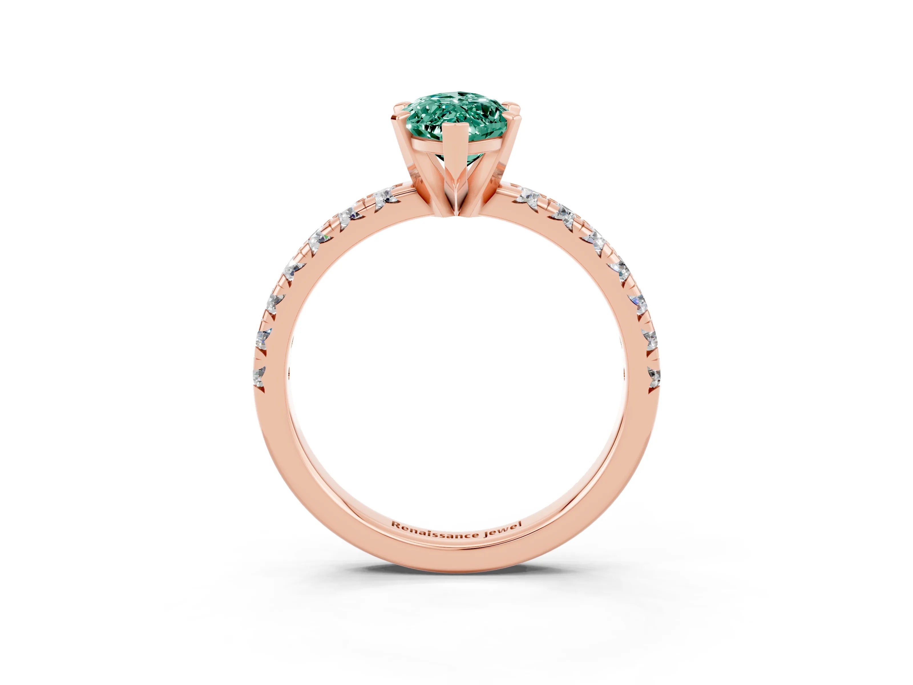 Rose gold Marquise Cut Solitaire Pave Diamond Engagement Ring with Four-Prong Setting_3