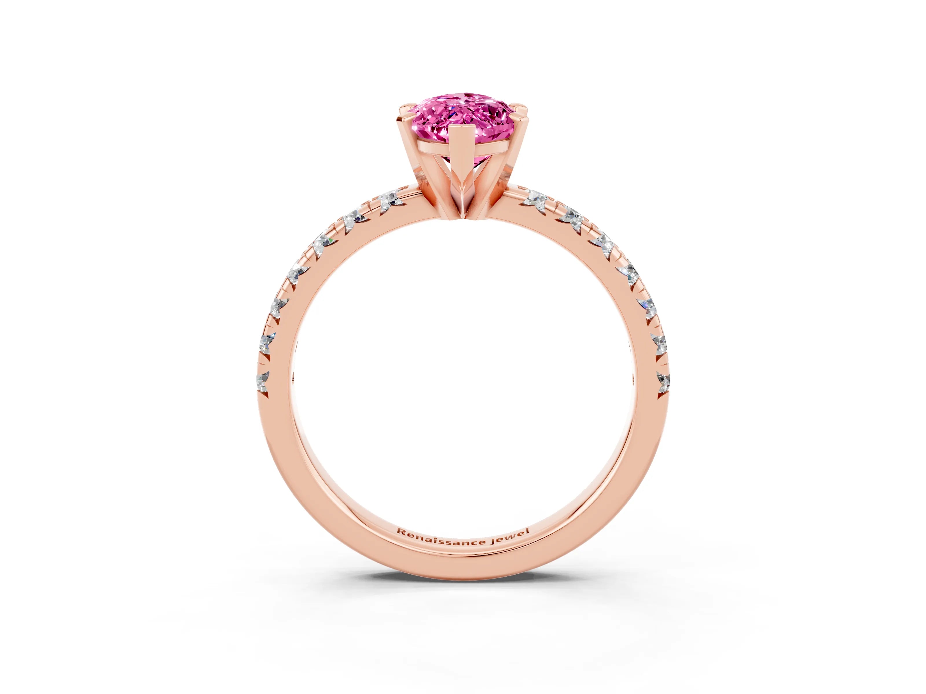 Rose gold Marquise Cut Solitaire Pave Diamond Engagement Ring with Four-Prong Setting_3