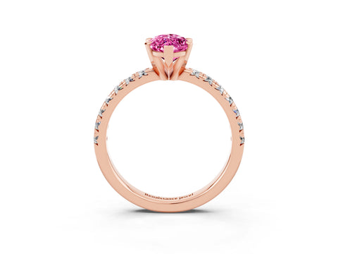 Rose gold Marquise Cut Solitaire Pave Diamond Engagement Ring with Four-Prong Setting_3